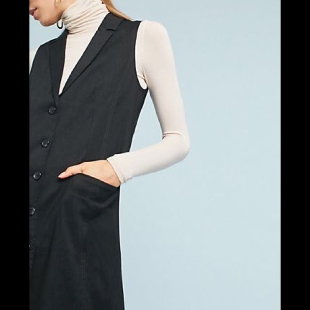 Anthropologie Cartonnier Black Linen Vest